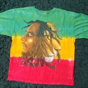 Vintage Bob Marley Zion Rootswear Tie Dye Rasta Lion Graphic T-Shirt